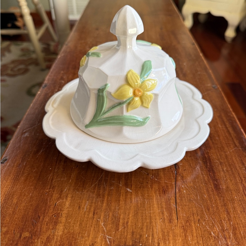 Vintage Floral Cloche Dome Dish with Lid